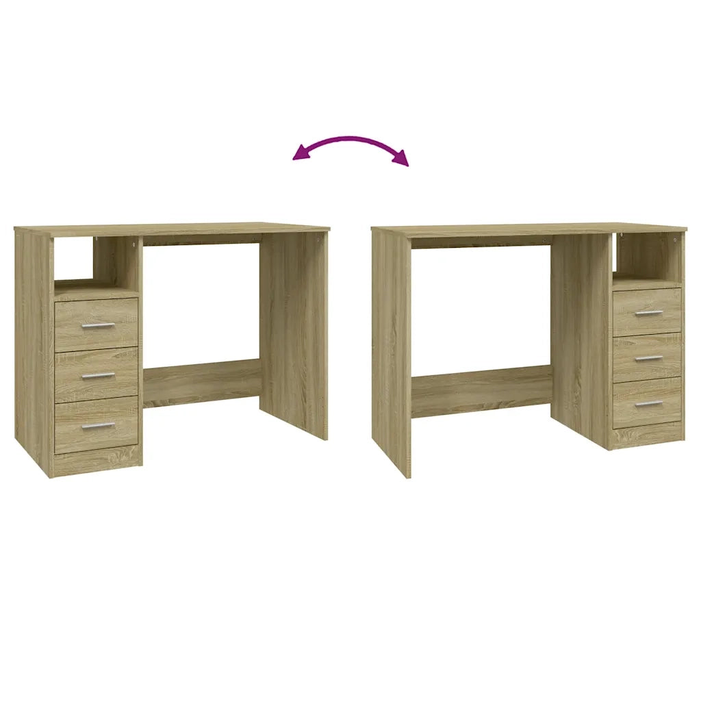 Scrivania | Tavolo da Ufficio Cassetti Rovere Sonoma 102x50x76 cm Legno Multistrato