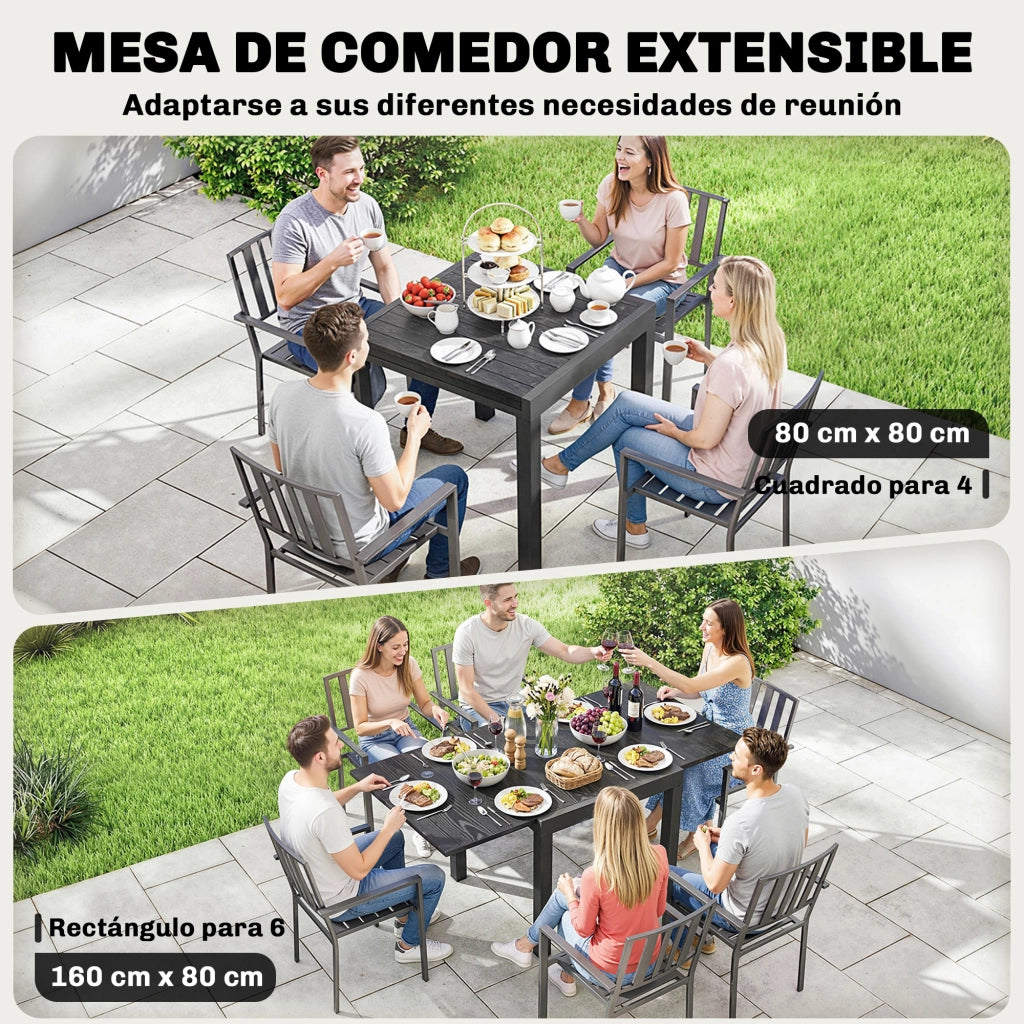 Tavolo da pranzo allungabile esterno ¨C zephmum ¨C effetto legno, nero, 80x160 cm