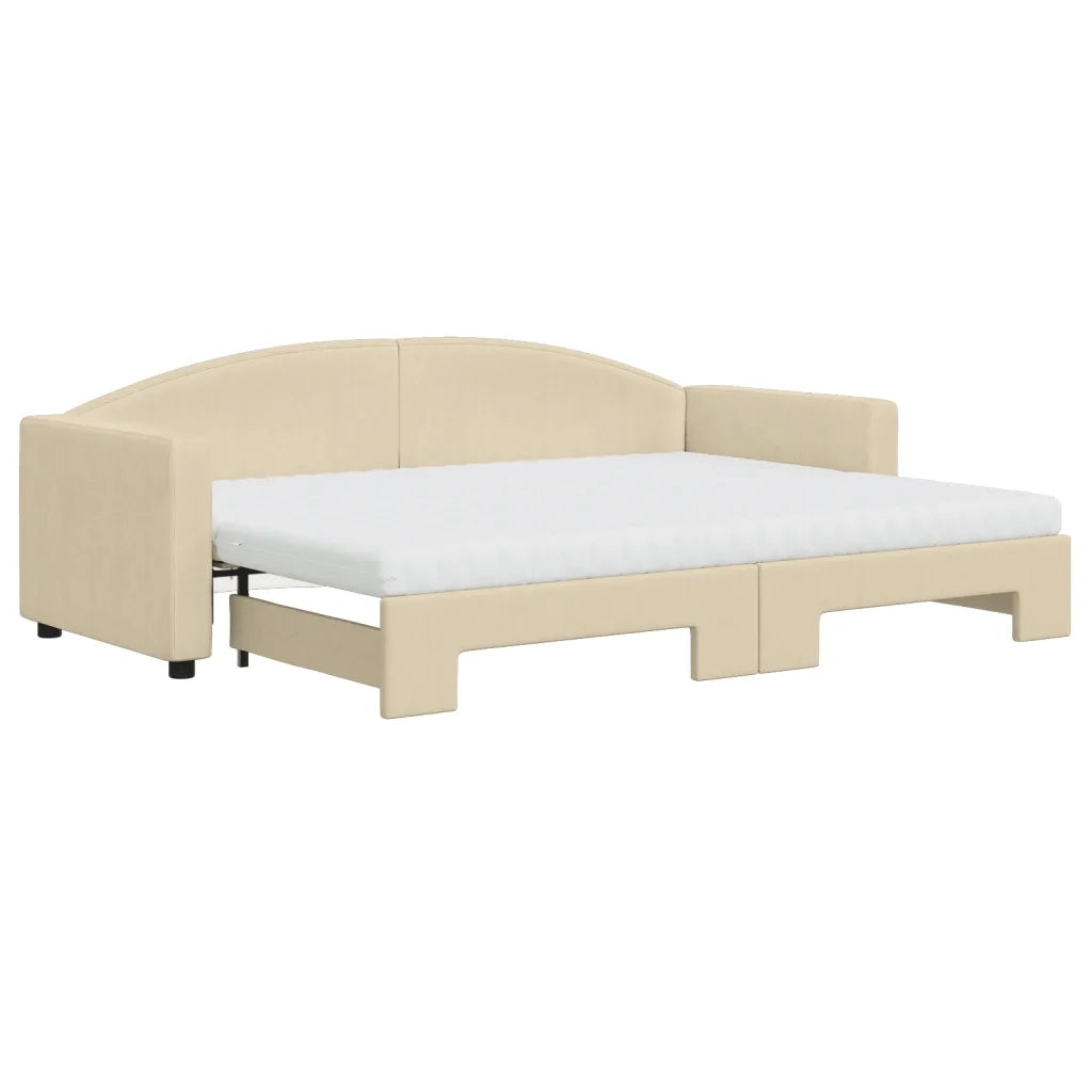vidaXL Divano Letto Estraibile con Materassi Crema 80x200 cm Tessuto