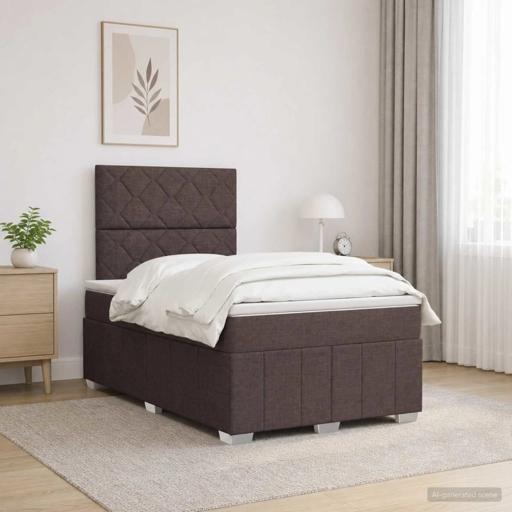 Letto Box Spring LED con Materasso Marrone Scuro 120 x 190 cm 3455566