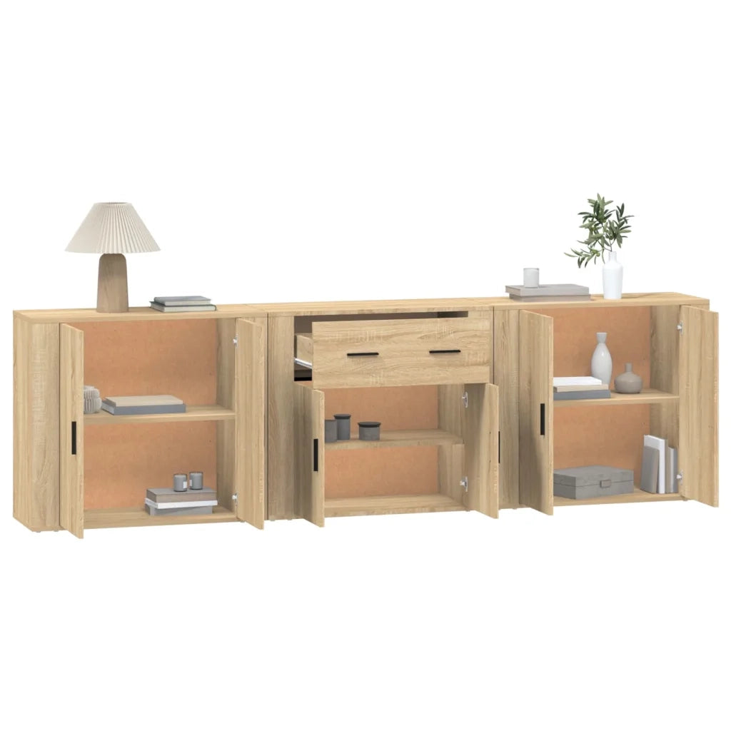 Credenze 3 pz Rovere Sonoma in Legno Multistrato 3185418