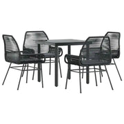 Set da Pranzo da Giardino con Cuscini 5 pz | Set Salotto da Giardino Polyrattan Vetro