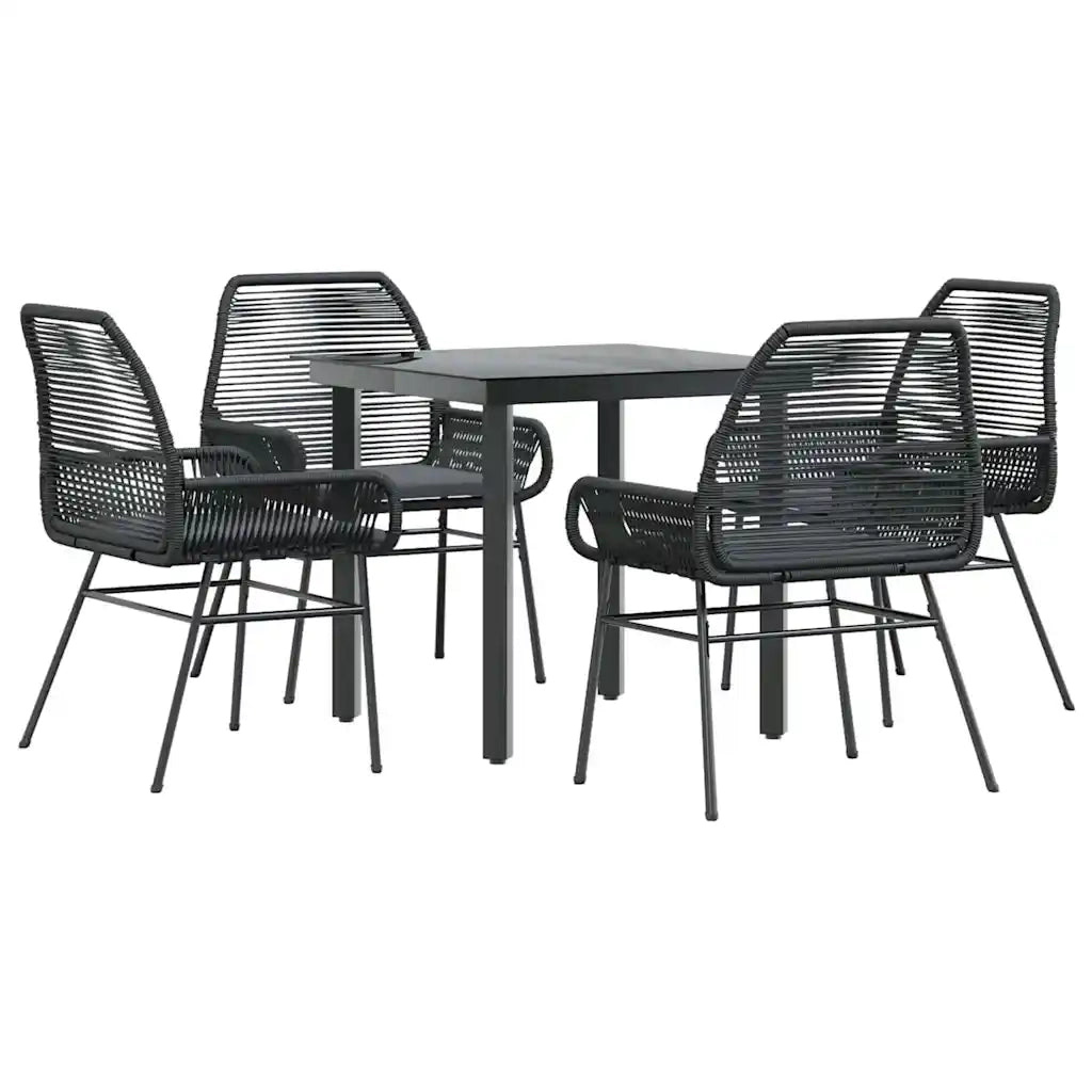 Set da Pranzo da Giardino con Cuscini 5 pz | Set Salotto da Giardino Polyrattan Vetro