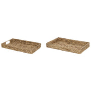 Set di 2 vassoi decorativi intrecciati in giacinto d'acqua chiaro accessorio per la casa stile boho