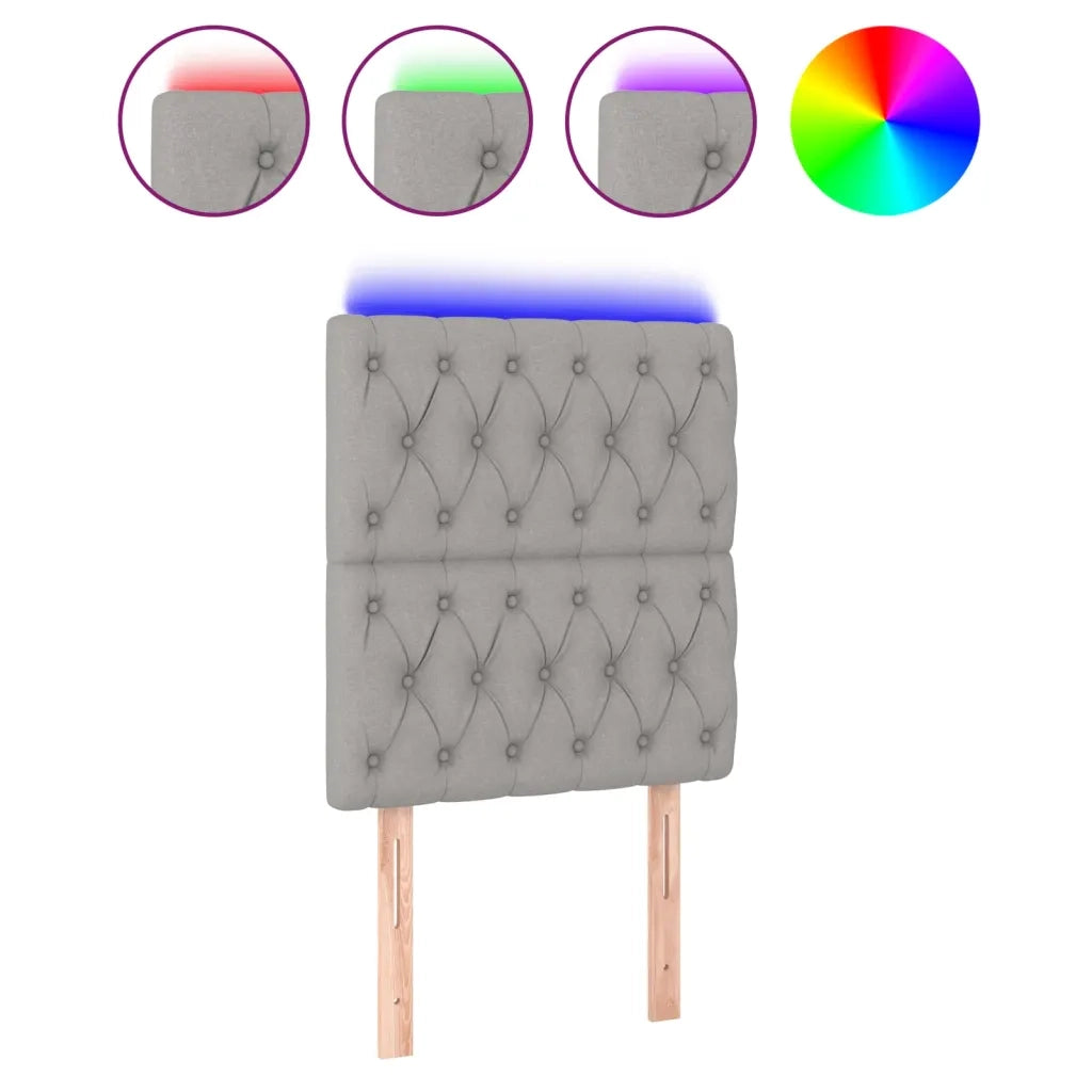 Testiera a LED-Testata con LED Grigio Chiaro 80x7x118/128 cm in Tessuto