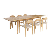 Set tavolo da giardino estensibile in legno di acacia con 6 sedie,
