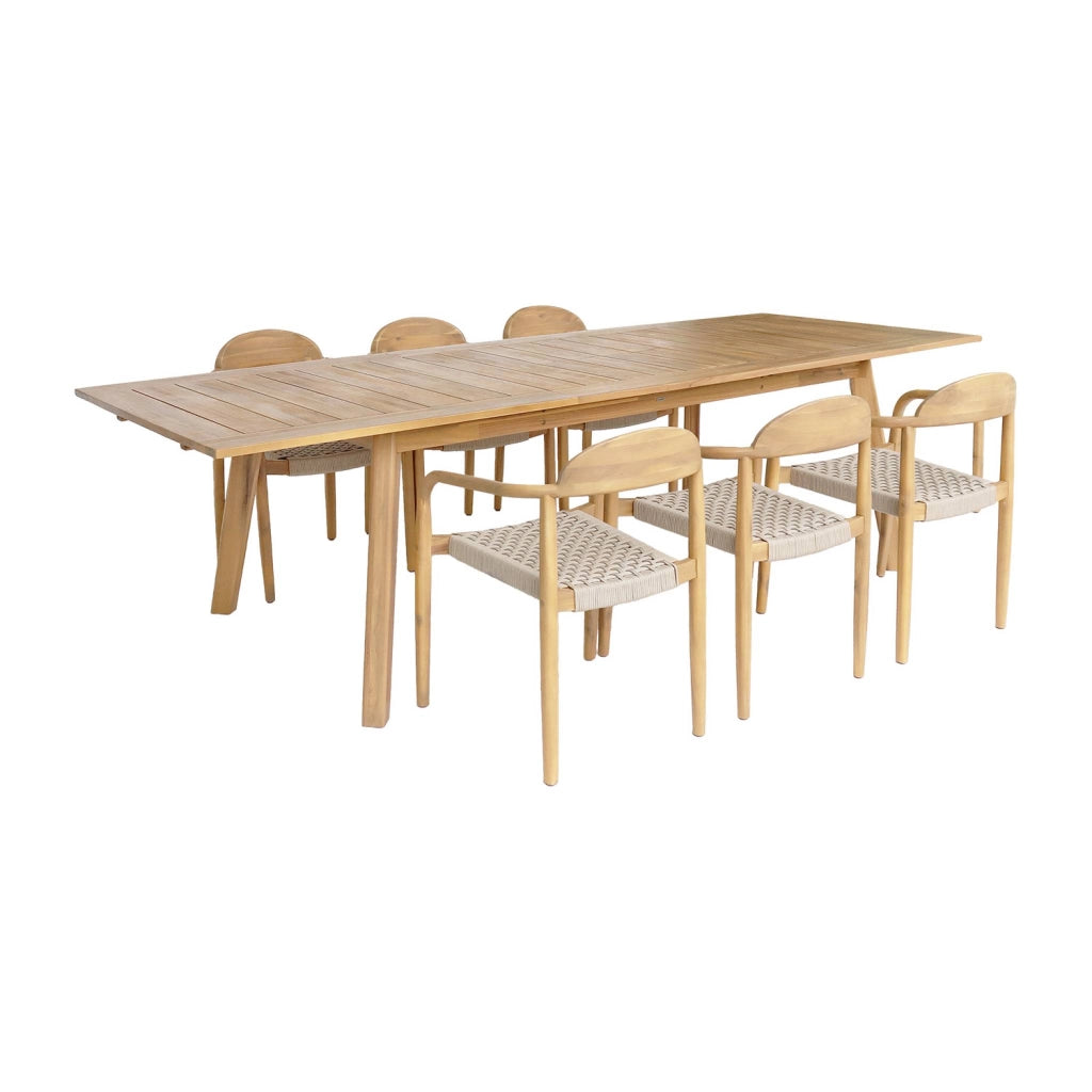 Set tavolo da giardino estensibile in legno di acacia con 6 sedie,