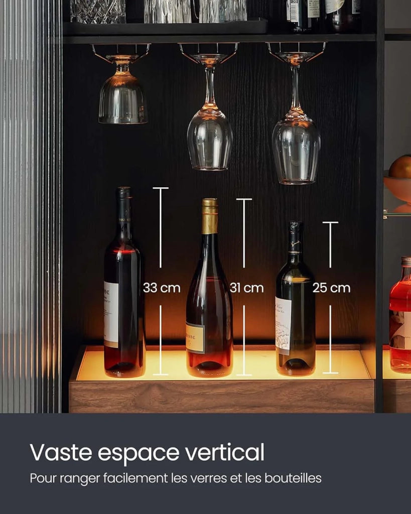 Mobile bar per vini con illuminazione a LED mobile bar per vini mobile bar per liquori con portabicchieri anta in vetro scanalato per soggiorno 12_0006378