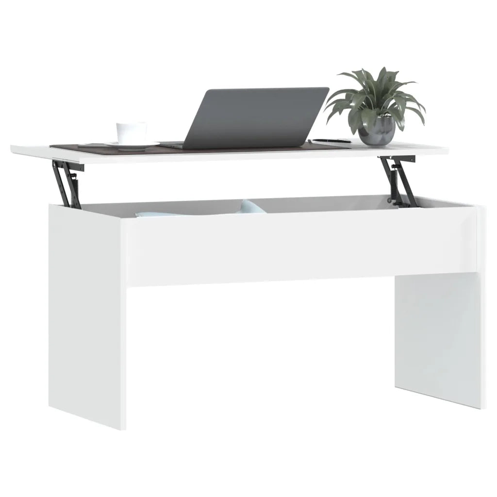 Tavolino da Salotto Bianco 102x50,5x52,5cm in Legno Multistrato 809629