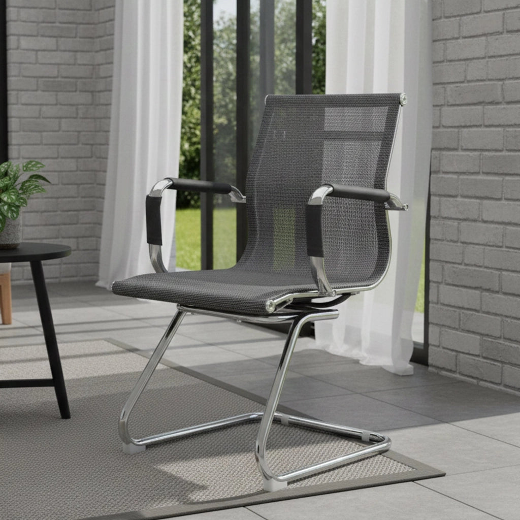Sedia da ufficio Dgoldon, Seduta sala da attesa per ufficio con braccioli, Seduta ergonomica da attesa, 62x54h89 cm, Grigio