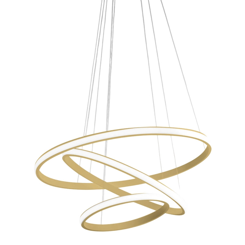 Lampada a sospensione IOLE S/3 - 70W 3600lm 3000K dimmerabile - Alluminio oro spazzolato e silicone bianco opale - Gealuce