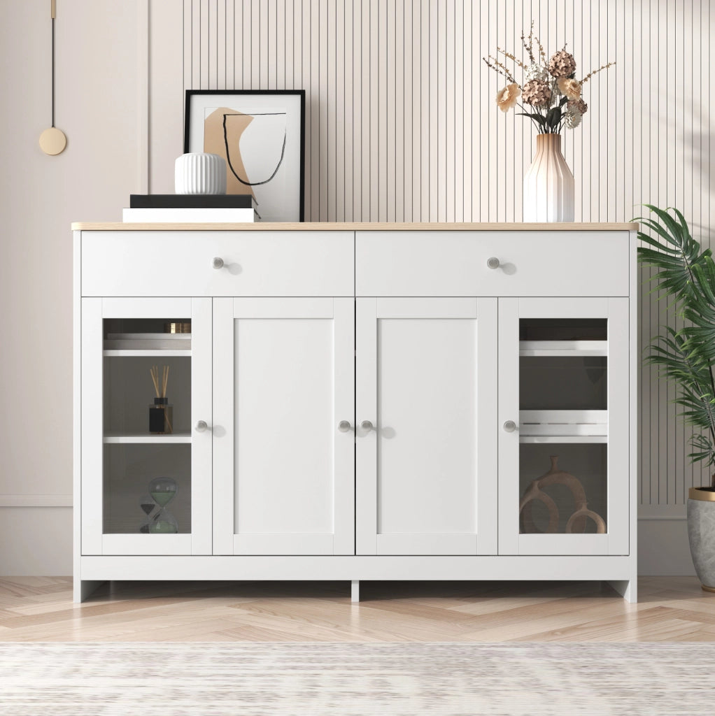 Credenza buffet stile rustico 120 cm con 4 ante e 2 cassetti