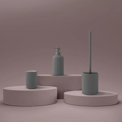 Dispenser sapone grigio in ceramica soft touch capienza 330 ml Spring