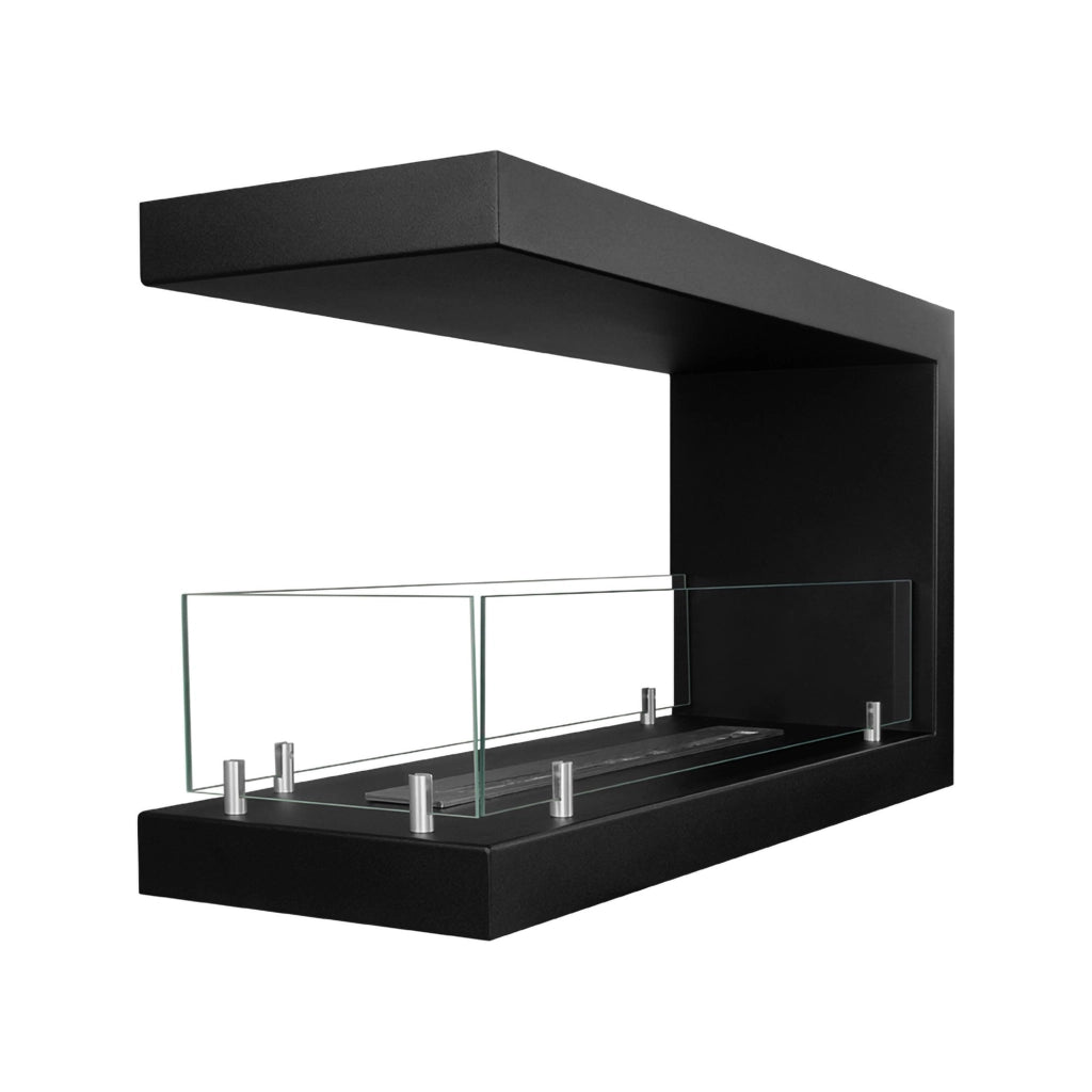 Caminetto Bassano, Camino a Bioetanolo Capacità 1.5 lt, 90x30x50h cm Nero