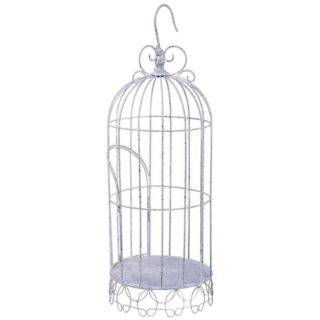 Gabbia decorativa in metallo grigio 28,58x28,58x81,28h cm