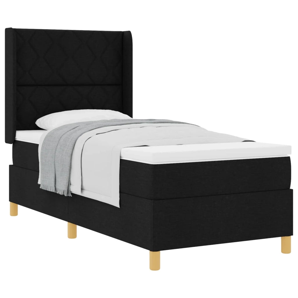 Letto a molle con materasso Nero 90 x 190 cm Tessuto 3341870