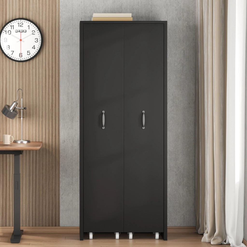 Libreria modulabile estensibile su ruote 51,5 x 41 x 158 cm in MDF nero