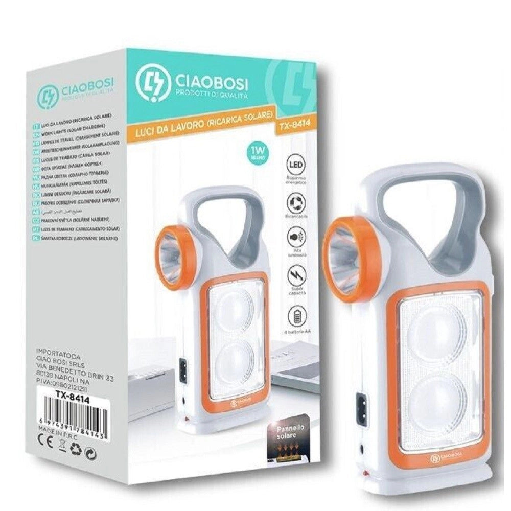 Trade Shop - Lampada Luce Emergenza Batterie Ricaricabile 1w Torcia Led Carica Solare Tx-8414 -