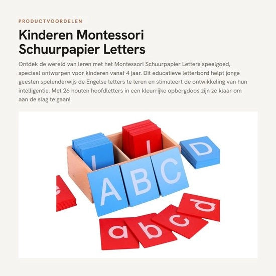 Set di carta abrasiva per bambini - 26 pezzi 7x9 cm - Alfabeto in legno - Strumento di apprendimento per bambini