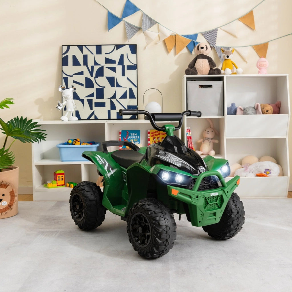 ATV elettrico per bambini a 12V, Veicolo a batteria con velocit¨¤ alta o bassa sedile comodo ruote larghe corno Verde-Macchinine giocattoli