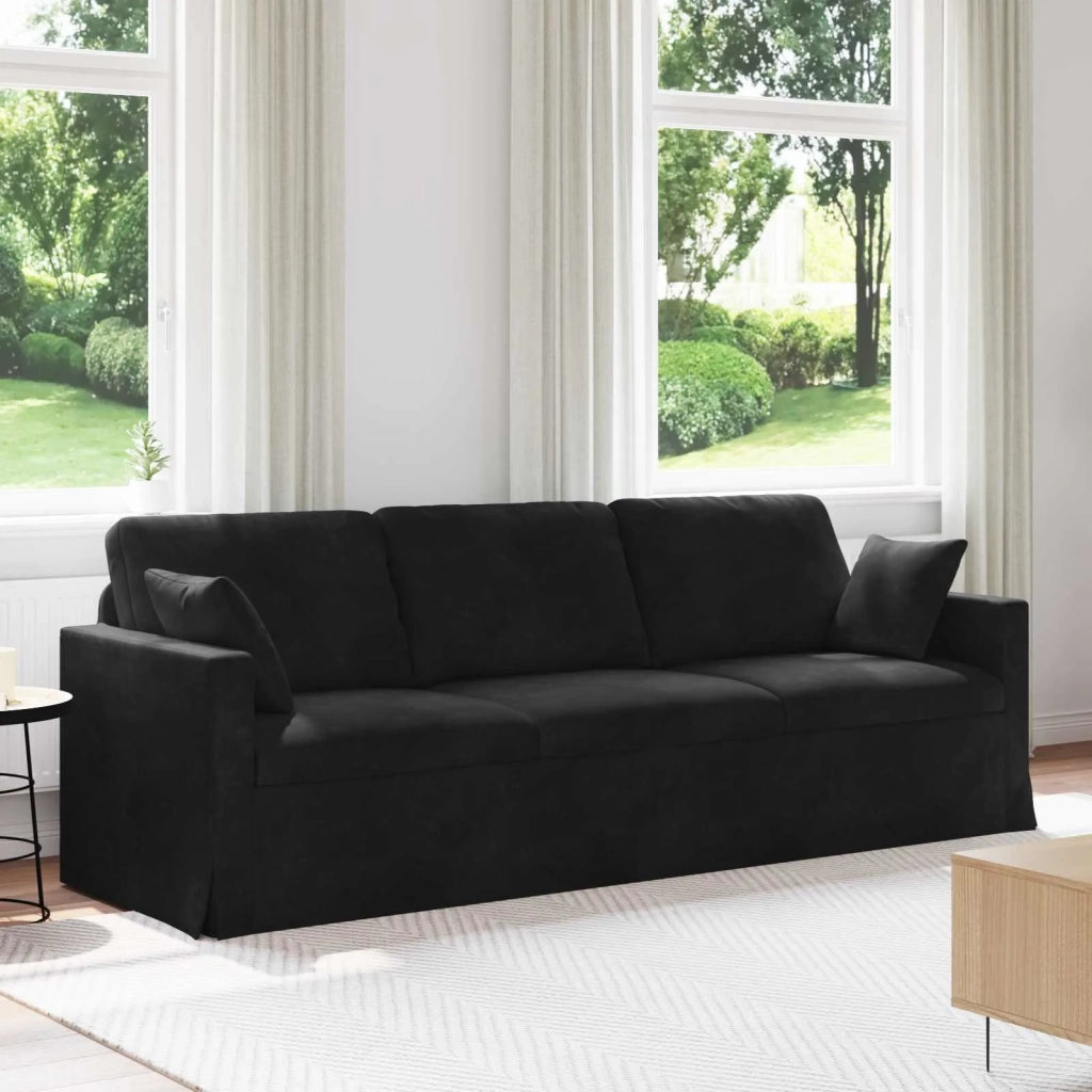 Divano Nero 228 x 78 x 80 cm Velluto