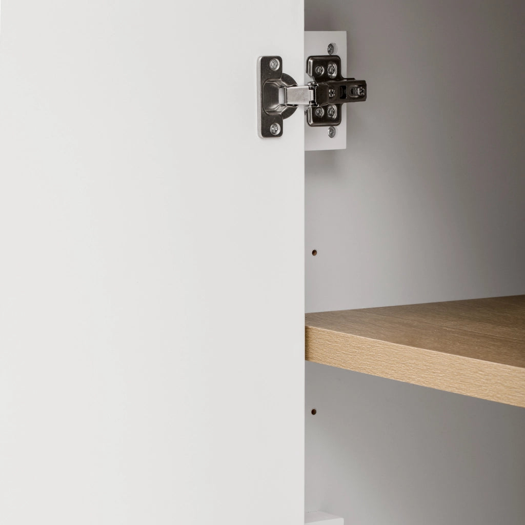Credenza alta con 3 vani aperti, ripiano regolabile e LED, mobile buffet per cucina bianco 76,2 × 40,1 × 180 cm