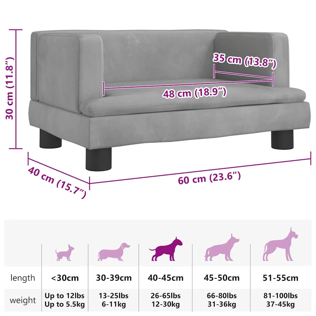 Cuccia per cani comoda cesta da divano colore chiaro 60 x 40 x 30 cm velluto grigio 02_0043096