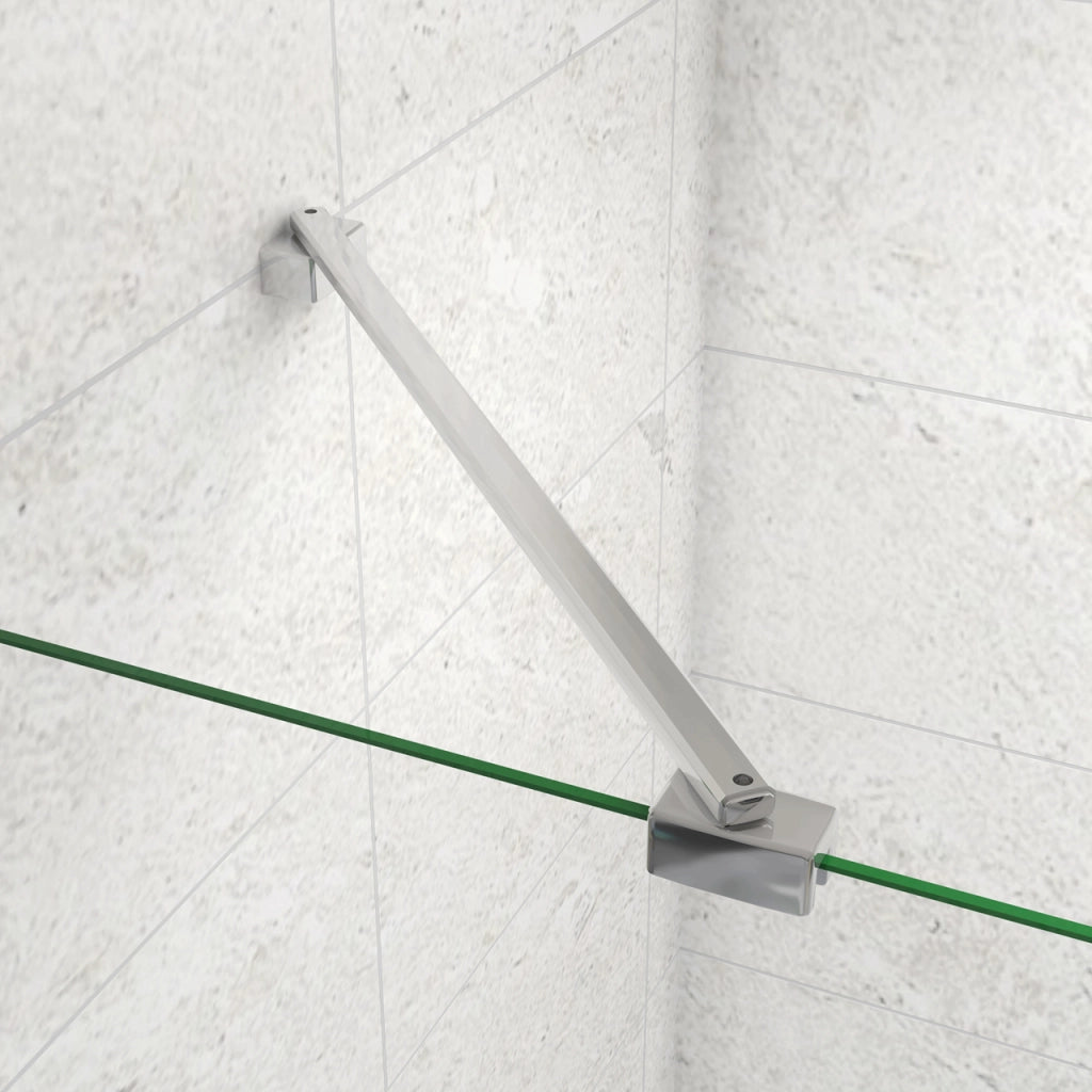 80x140 cm Sopravasca Parete Doccia Per Vasca Vetro Fisso Temperato 6 mm Trasparente Anticalcare con Barra Stabilizzatrice 45 cm Cromato Lucido