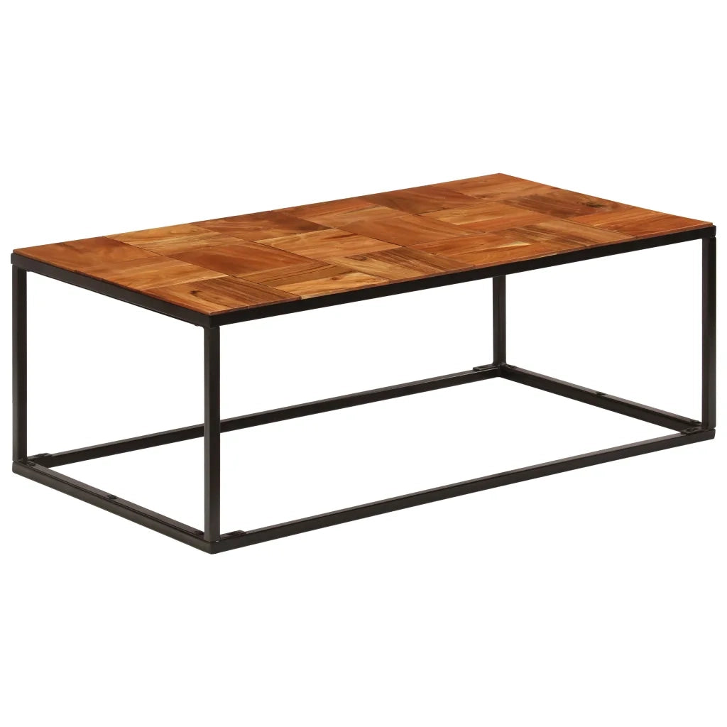 Tavolino da CaffÃ¨ 110x60x40 cm Legno Massello di Acacia Acciaio