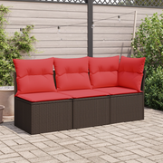 Divano da giardino angolare con cuscini marrone in polyrattan
