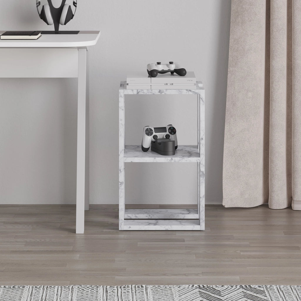 Comodino in legno "Lonie" 30 x 30 x 55 cm - marmo di Carrara