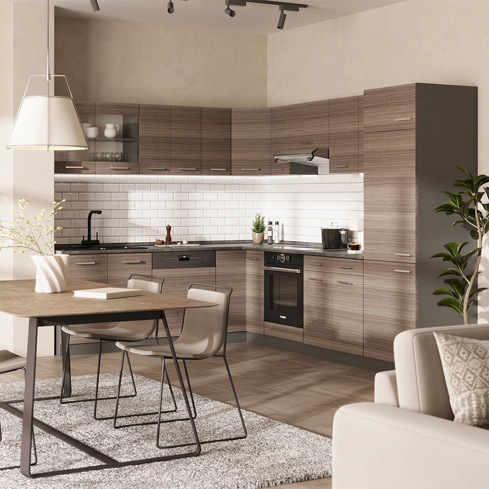 Vicco Cucina angolare completa Grigio nobile/antracite 227 x 287 cm , PL Marmo
