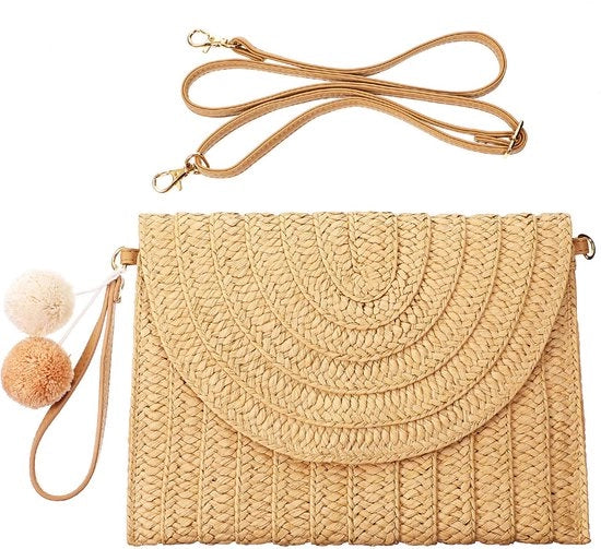 Borsa a tracolla in tessuto, Tessuto clutch, Borsa da braccio in tessuto, Borsa da spiaggia in tessuto, Borsa donna artigianale, Portafoglio, Portafoglio, Moka, Medio
