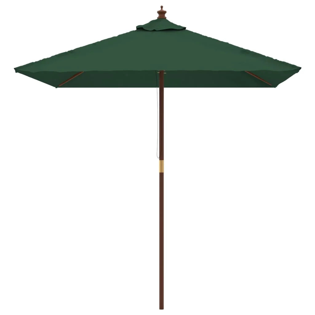 Ombrellone da giardino con palo in legno 198 x 198 x 231 cm verde 02_0008368