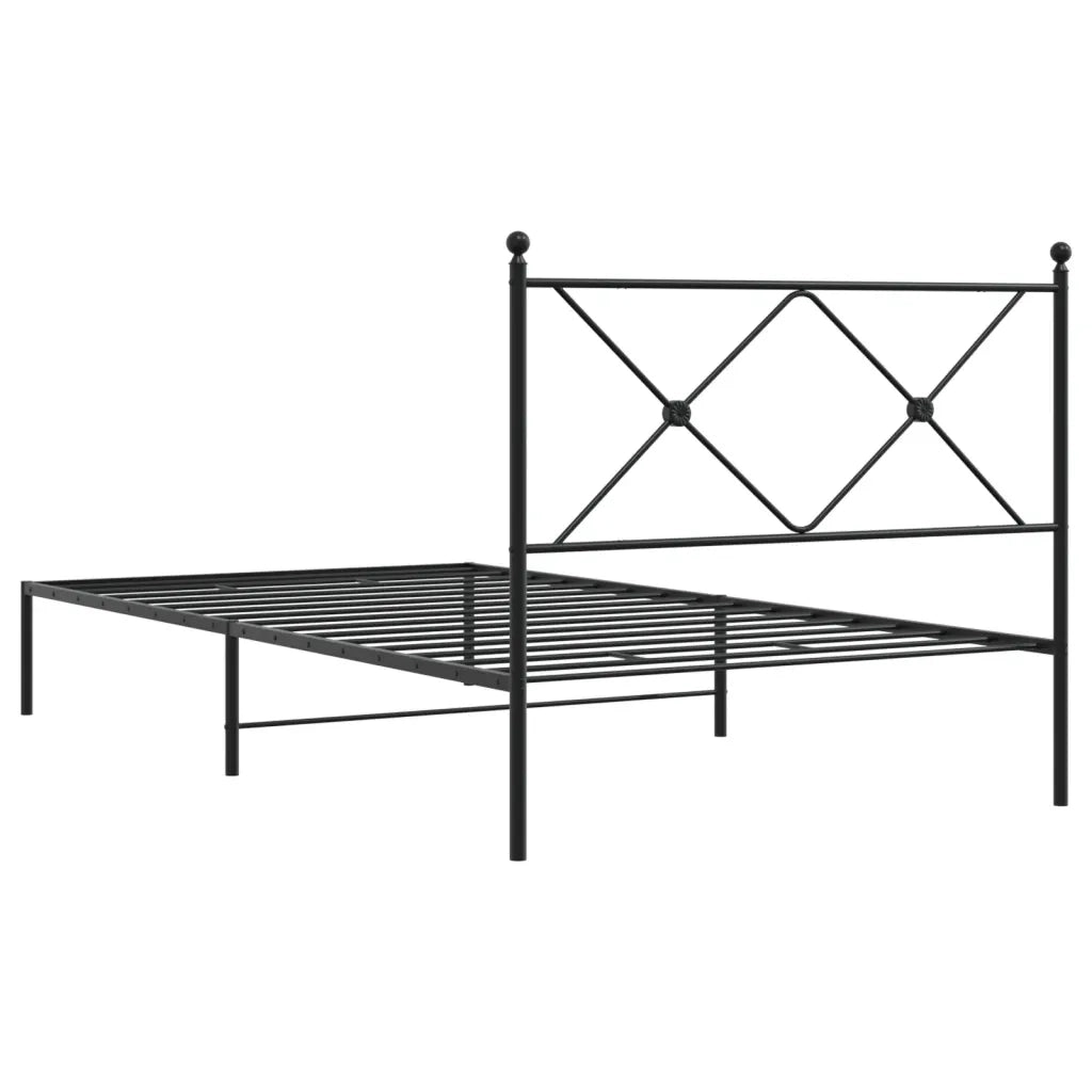 Letto singolo | Letto per adulti | Giroletto con Testiera in Metallo Nero 100x190 cm