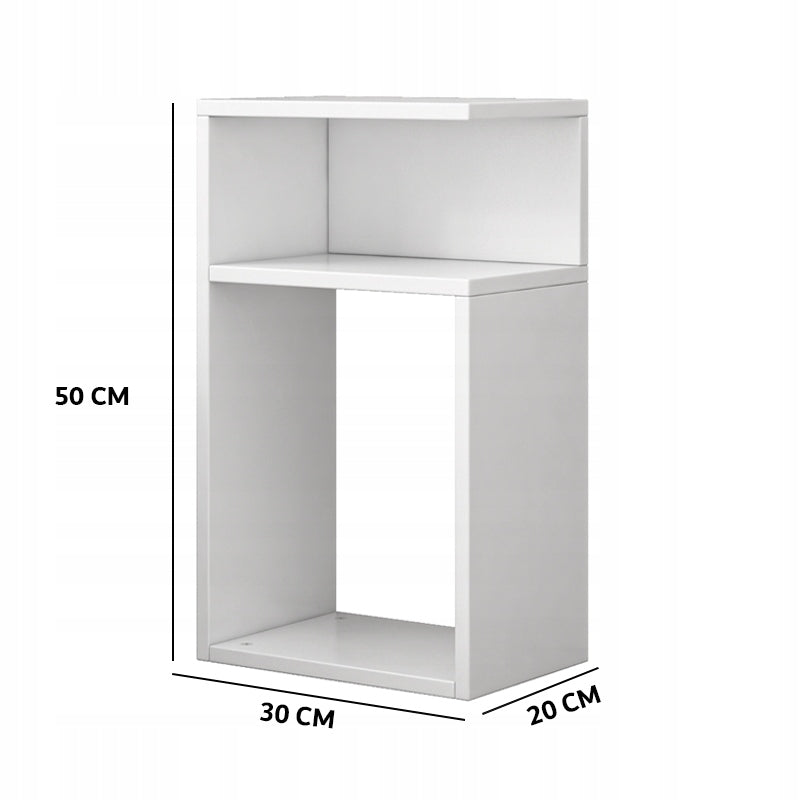 Comodino bianco loft per camera da letto o soggiorno, moderno, 50 cm