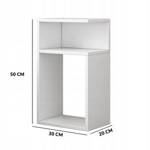Comodino bianco loft per camera da letto o soggiorno, moderno, 50 cm