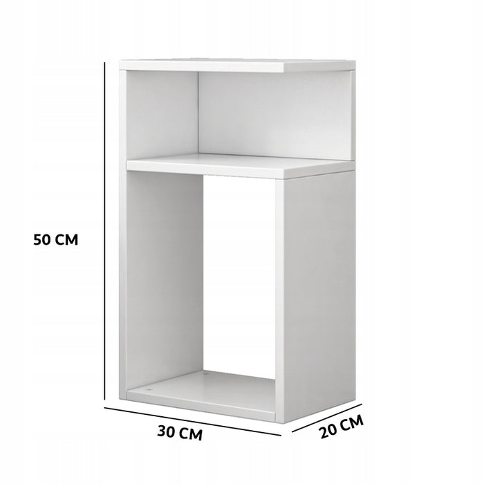 Comodino bianco loft per camera da letto o soggiorno, moderno, 50 cm