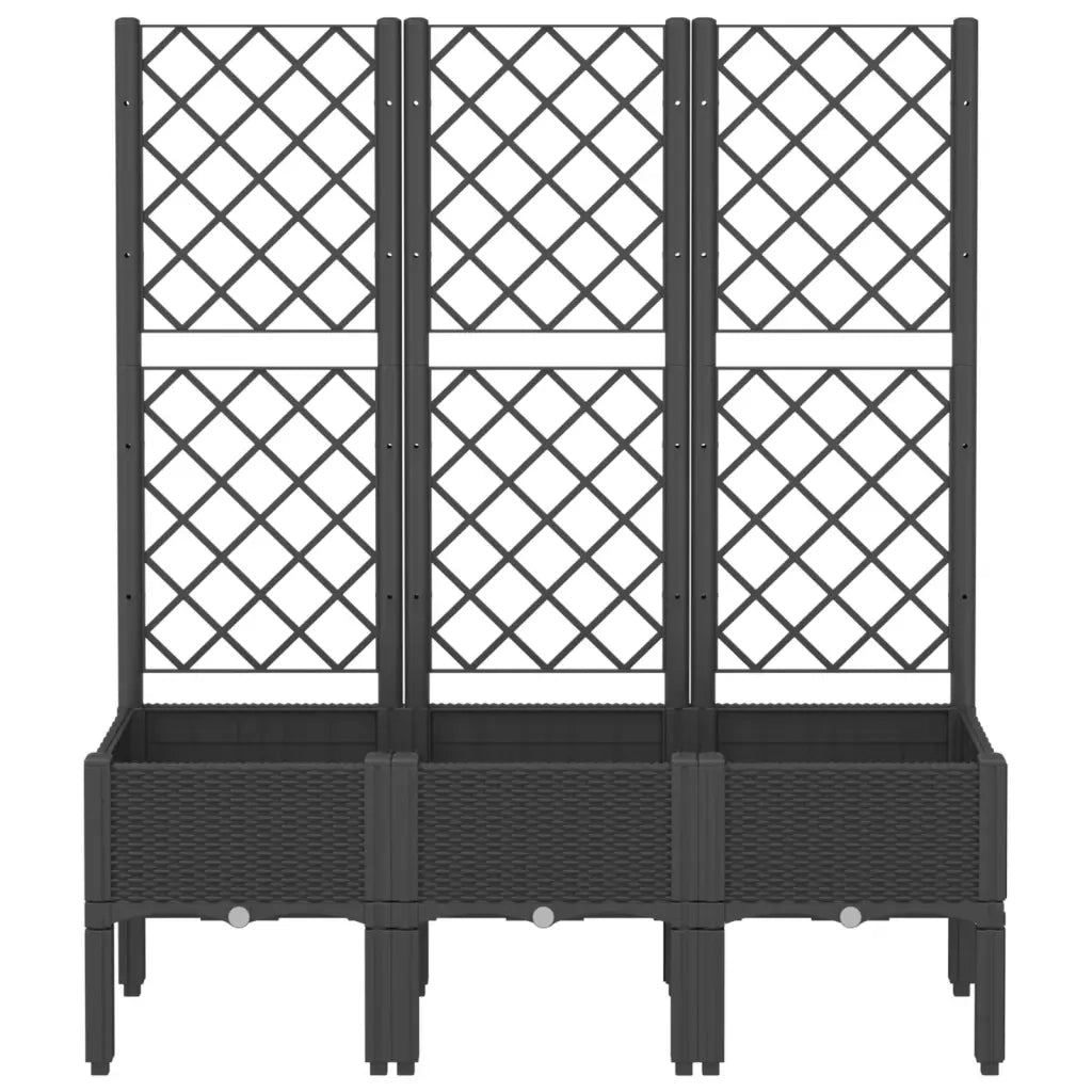 Fioriera da Giardino con Traliccio Nera 120x40x142 cm in PP 367928