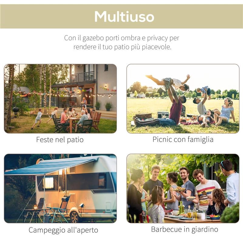 PERGOLA DA GIARDINO IN ACCIAIO CON COPERTURA IN TESSUTO BEIGE 300 X 250 CM