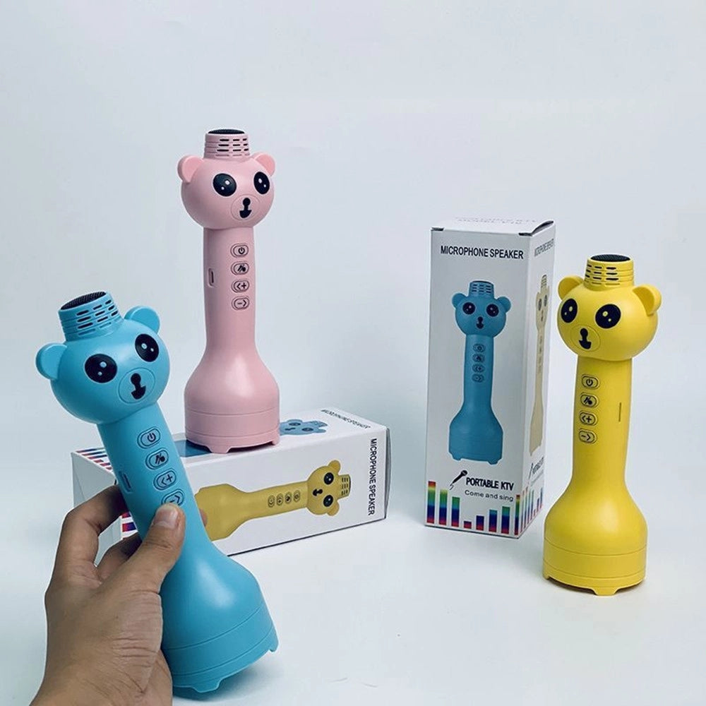 Trade Shop - Microfono Altoparlante Bluetooth A Forma Di Orsetto Per Bambini Karaoke Wireless -