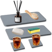 4 pacchi di assorbenti per pavimento in argilla di diatomea, rapidamente asciuganti, con superficie antiscivolo per assorbimento dell'acqua per bagno e cucina (grigio)