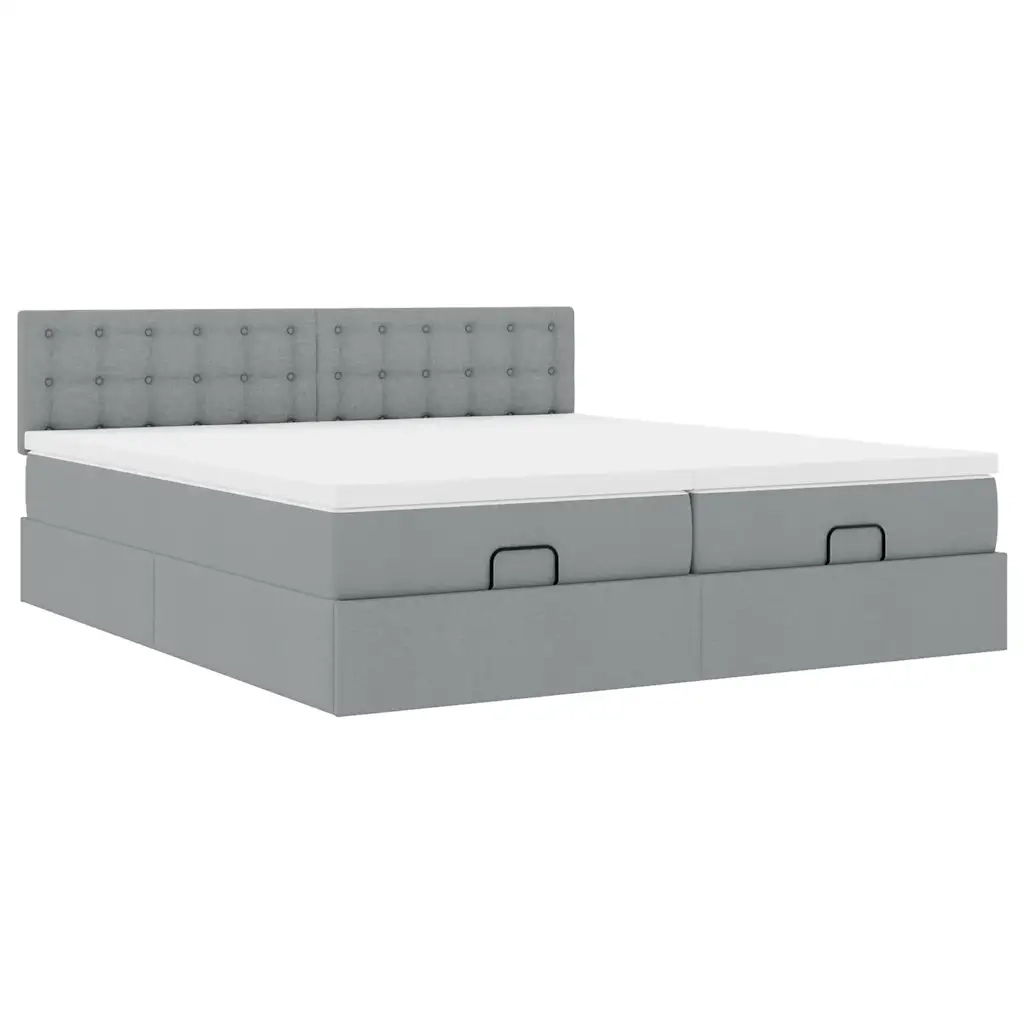 Struttura Letto Pouf con Materassi 200x200 cm in Tessuto 3312043