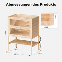 Gabbia per roditori piccoli animali a 3 livelli in legno e plexiglas con tetto apribile
