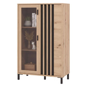 Mobile Espositore Grimani, Vetrina 2 Ripiani, 80x40x128.5h cm Marrone Rovere Nodi