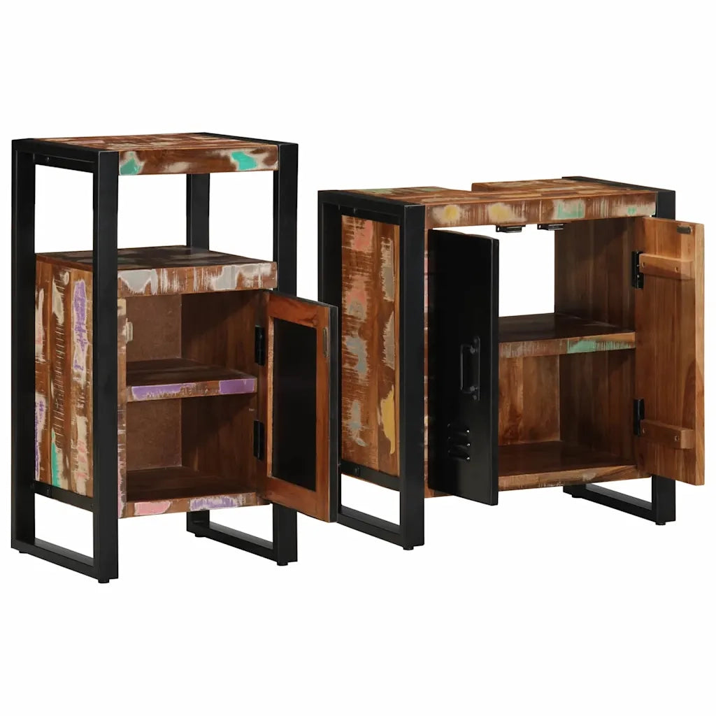 Set di mobili per il bagno 2 pcs Legno Recuperato Massello