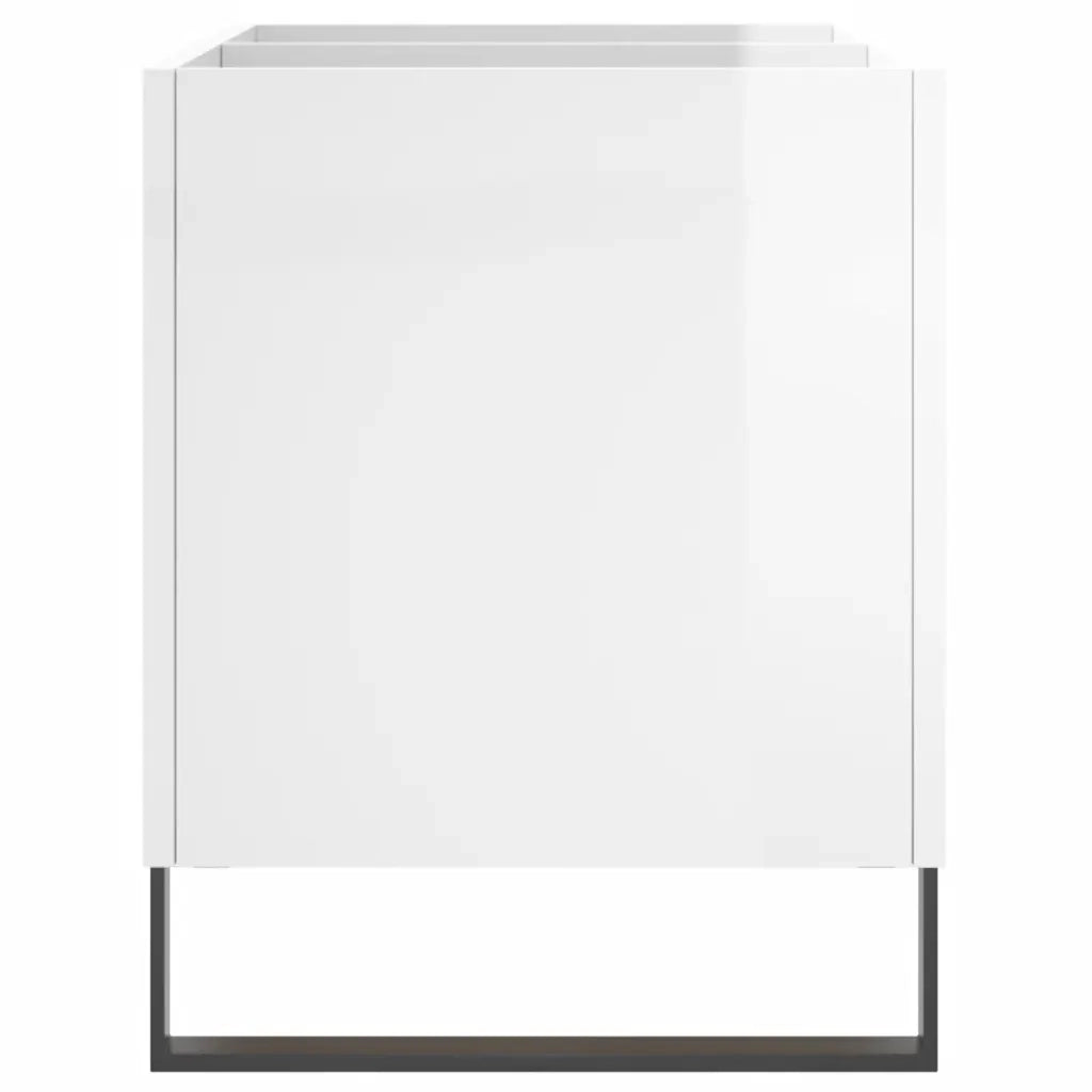 Mobile Porta Dischi Bianco Lucido 74,5x38x48 Legno Multistrato 831734