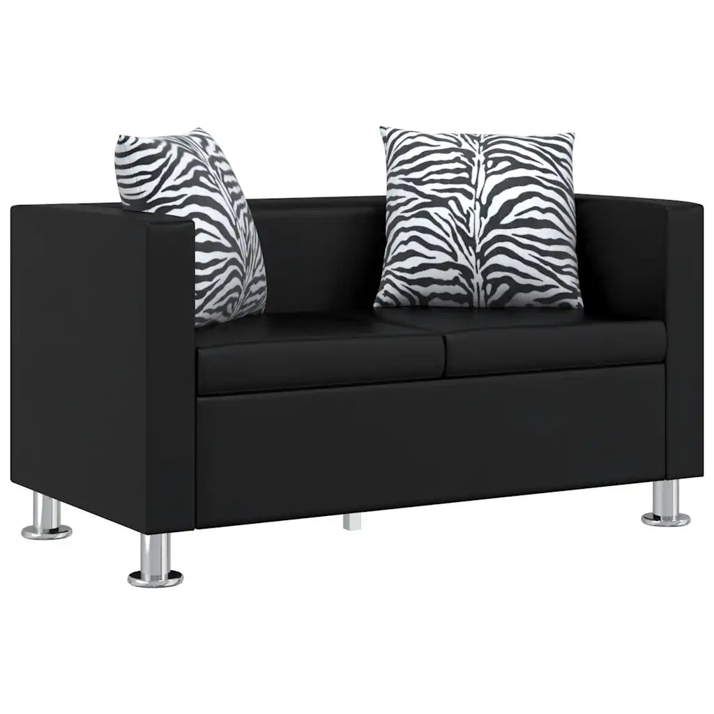 Divano a 2 Posti in Similpelle Nera  cod mxl 9783
