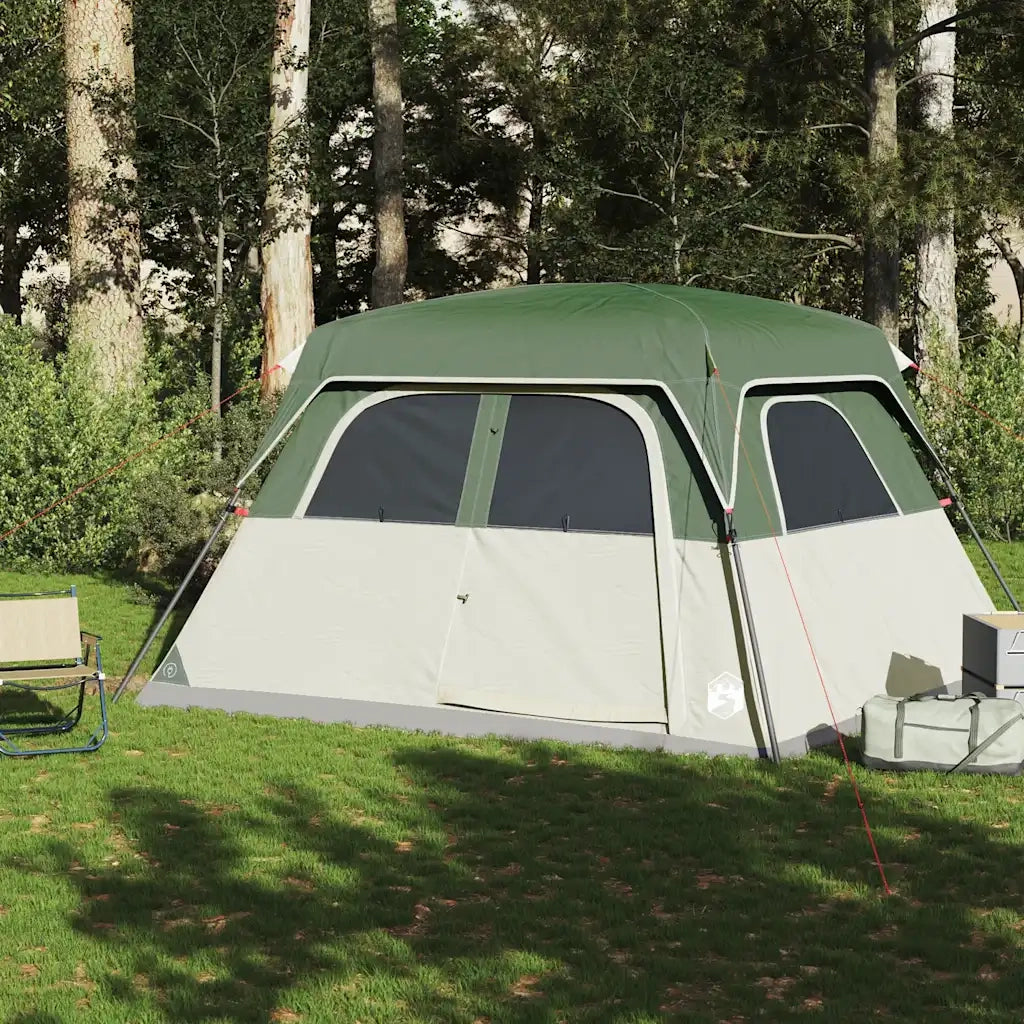 Tenda Familiare Cabina per 6 Persone-Tenda da campeggio Verde Impermeabile 885377