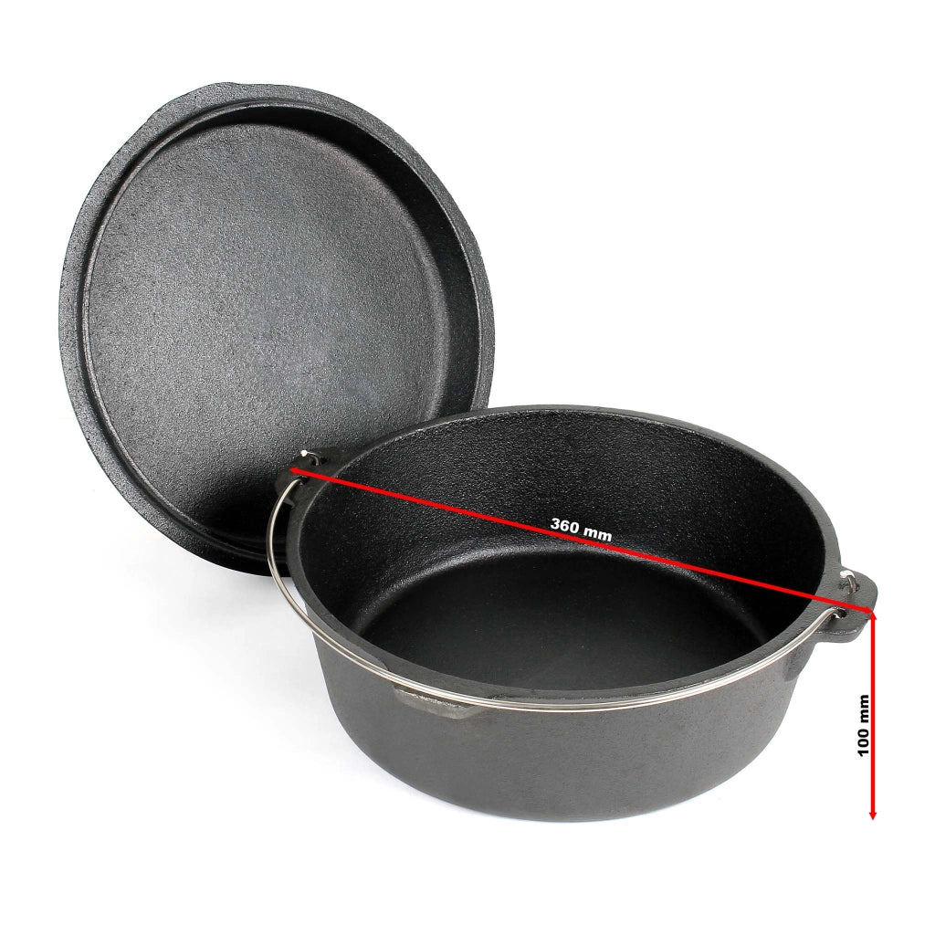 Dutch Oven Forno Olandese con Pentola in ghisa 8l sottopentola e solleva coperchio per fuoco campeggio